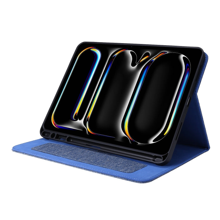 For iPad Pro 11 2024 Fabric Leather Tablet Case(Blue)