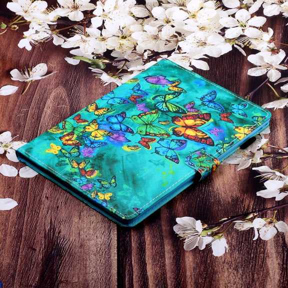 For iPad Pro 11 2024 Coloured Drawing Stitching Smart Leather Tablet Case(Green Butterfly)