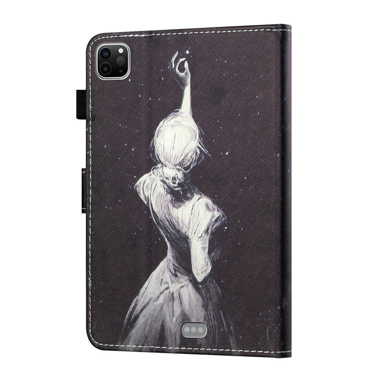 For iPad Pro 11 2024 Coloured Drawing Stitching Smart Leather Tablet Case(Girl)
