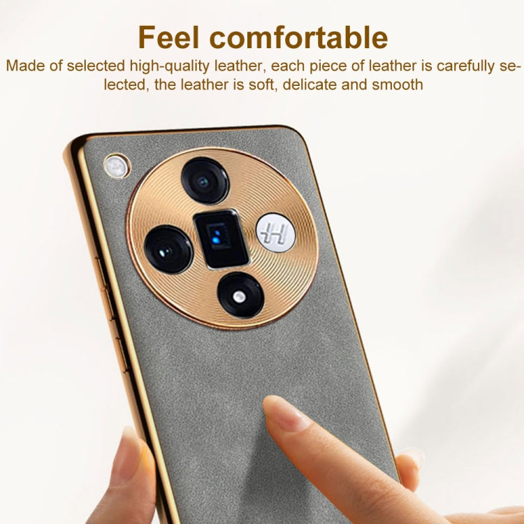 For OPPO Find X7 Ultra Electroplating Lambskin Leather Phone Case(Black)