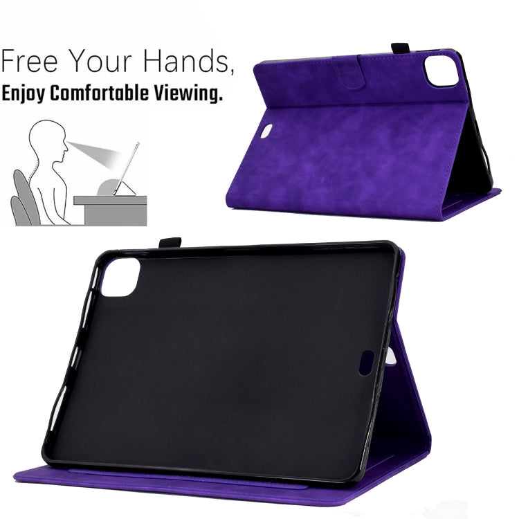 For iPad Pro 11 2024 Embossed Smile Smart Leather Tablet Case(Purple)