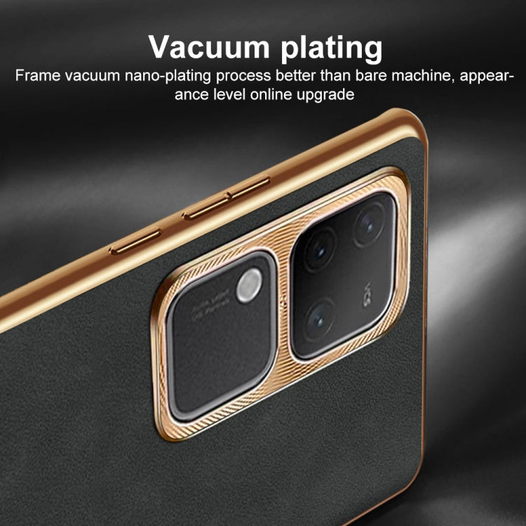For vivo X100 Pro Electroplating Lambskin Leather Phone Case(Blue)