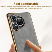 For Huawei Pura 70 Electroplating Lambskin Leather Phone Case(Black)