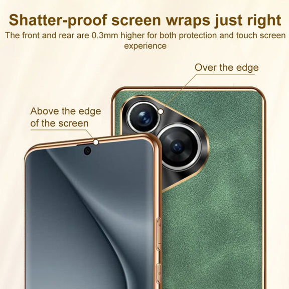 For Huawei Pura 70 Electroplating Lambskin Leather Phone Case(Green)