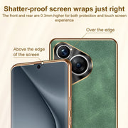 For Huawei Pura 70 Electroplating Lambskin Leather Phone Case(Blue)