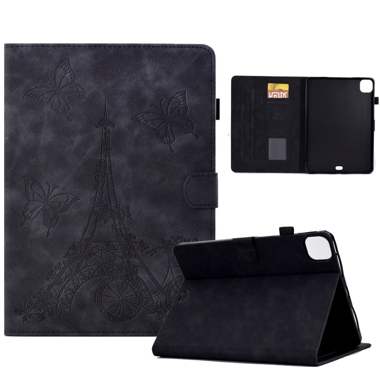 For iPad Pro 11 2024 Tower Embossed Leather Smart Tablet Case(Black)