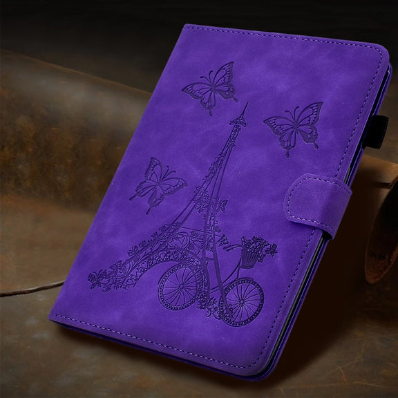 For iPad Pro 11 2024 Tower Embossed Leather Smart Tablet Case(Purple)