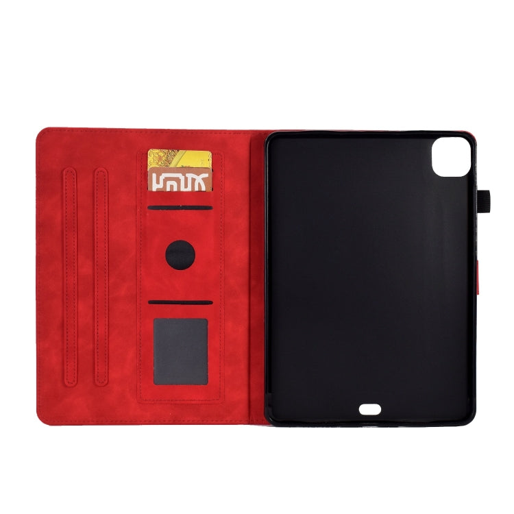 For iPad Pro 11 2024 Tower Embossed Leather Smart Tablet Case(Red)