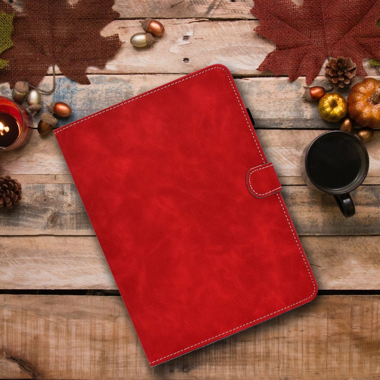 For iPad Pro 11 2024 Cowhide Texture Tablet Leather Smart Case(Red)