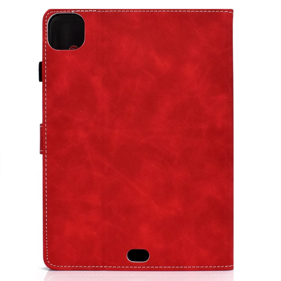 For iPad Pro 11 2024 Cowhide Texture Tablet Leather Smart Case(Red)