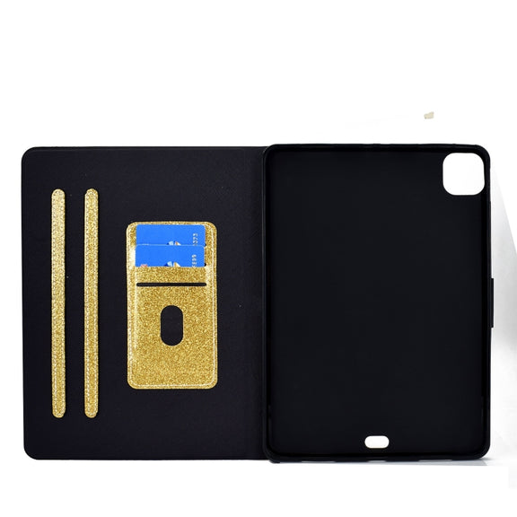 For iPad Pro 11 2024 Varnish Glitter Powder Smart Leather Tablet Case(Yellow)
