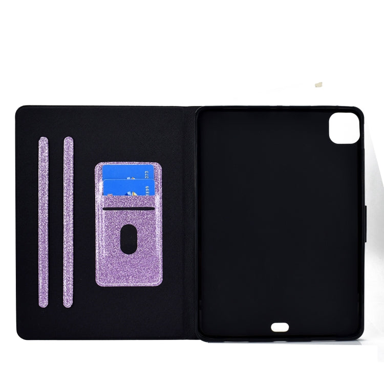 For iPad Pro 11 2024 Varnish Glitter Powder Smart Leather Tablet Case(Purple)