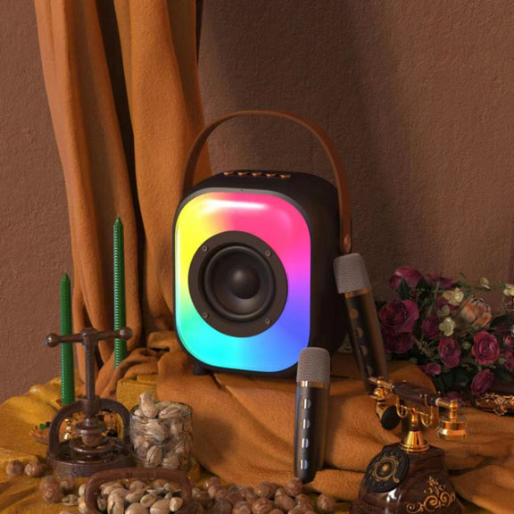 NewRixing NR168W Portable Colorful Bluetooth Speaker Home Dual Mic Karaoke Speaker(Creamy White)