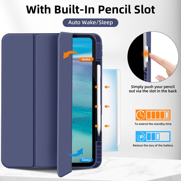 For iPad Pro 13 2024 3-fold TPU Smart Leather Tablet Case with Pen Slot(Royal Blue)