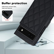 For Google Pixel 6a Crossbody Multifunction Rhombic Leather Phone Case(Black)