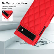 For Google Pixel 6a Crossbody Multifunction Rhombic Leather Phone Case(Red)
