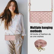 For Google Pixel 6a Crossbody Multifunction Rhombic Leather Phone Case(Rose Gold)