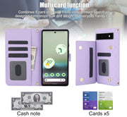 For Google Pixel 6a Crossbody Multifunction Rhombic Leather Phone Case(Purple)