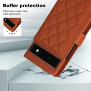 For Google Pixel 6a Crossbody Multifunction Rhombic Leather Phone Case(Brown)