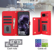 For Google Pixel 8 Crossbody Multifunction Rhombic Leather Phone Case(Red)