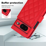 For Google Pixel 8 Crossbody Multifunction Rhombic Leather Phone Case(Red)