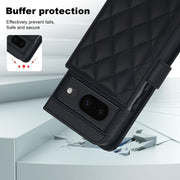 For Google Pixel 8a Crossbody Multifunction Rhombic Leather Phone Case(Black)