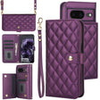 For Google Pixel 8a Crossbody Multifunction Rhombic Leather Phone Case(Dark Purple) - Google Cases by PMC TechLife | Online Shopping South Africa | PMC TechLife | Buy Now Pay Later Mobicred