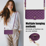 For Google Pixel 8a Crossbody Multifunction Rhombic Leather Phone Case(Dark Purple)