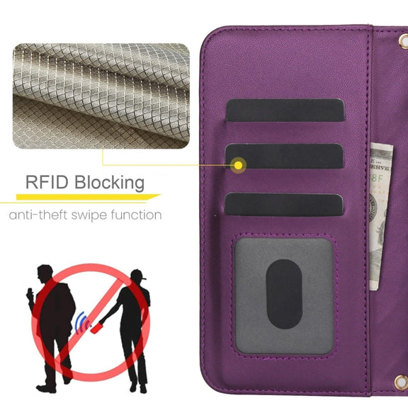 For Google Pixel 8a Crossbody Multifunction Rhombic Leather Phone Case(Dark Purple)