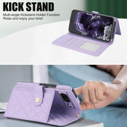 For Google Pixel 8a Crossbody Multifunction Rhombic Leather Phone Case(Purple)