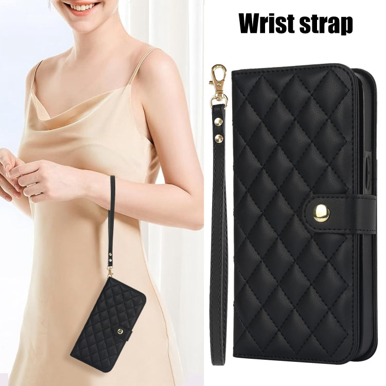 For Google Pixel 8 Pro Crossbody Multifunction Rhombic Leather Phone Case(Black)