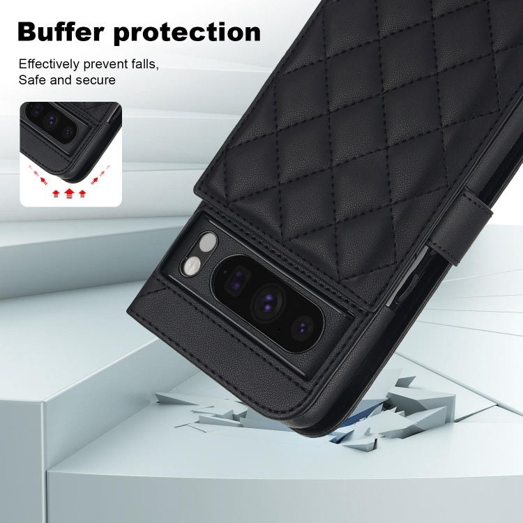 For Google Pixel 8 Pro Crossbody Multifunction Rhombic Leather Phone Case(Black)