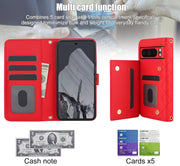For Google Pixel 8 Pro Crossbody Multifunction Rhombic Leather Phone Case(Red)