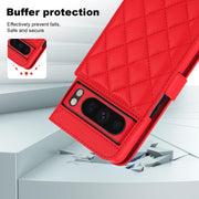 For Google Pixel 8 Pro Crossbody Multifunction Rhombic Leather Phone Case(Red)