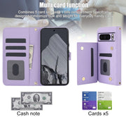 For Google Pixel 8 Pro Crossbody Multifunction Rhombic Leather Phone Case(Purple)