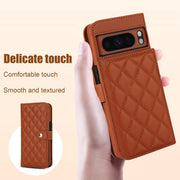 For Google Pixel 8 Pro Crossbody Multifunction Rhombic Leather Phone Case(Brown)