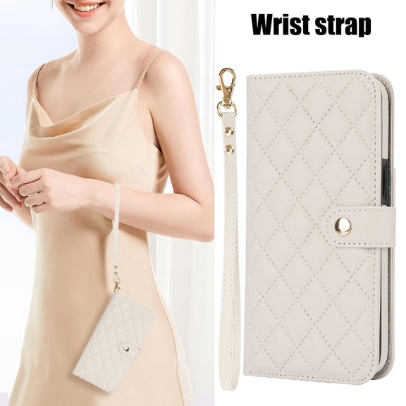 For Google Pixel 9 Crossbody Multifunction Rhombic Leather Phone Case(White)