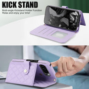 For Google Pixel 9 Crossbody Multifunction Rhombic Leather Phone Case(Purple)