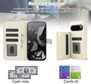 For Google Pixel 9 Pro XL Crossbody Multifunction Rhombic Leather Phone Case(White)