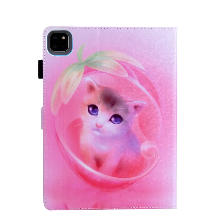For iPad Pro 11 2024 Colored Drawing Leather Smart Tablet Case(Pink Cat)