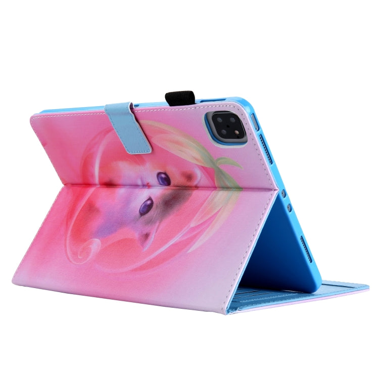 For iPad Pro 11 2024 Colored Drawing Leather Smart Tablet Case(Pink Cat)
