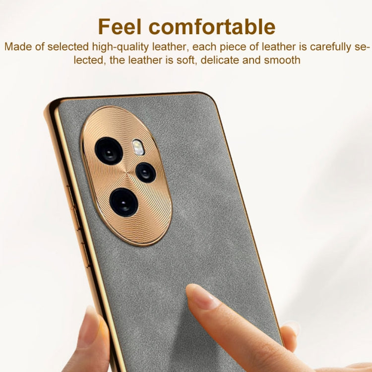 For Honor Magic6 Pro Electroplating Lambskin Leather Phone Case(Grey)