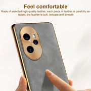 For Honor Magic6 Pro Electroplating Lambskin Leather Phone Case(Grey)