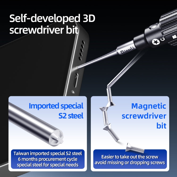 3 in 1 QianLi iWhale Special S2 Steel Magnetic Torque 3D Screwdriver, Model:A/B/C
