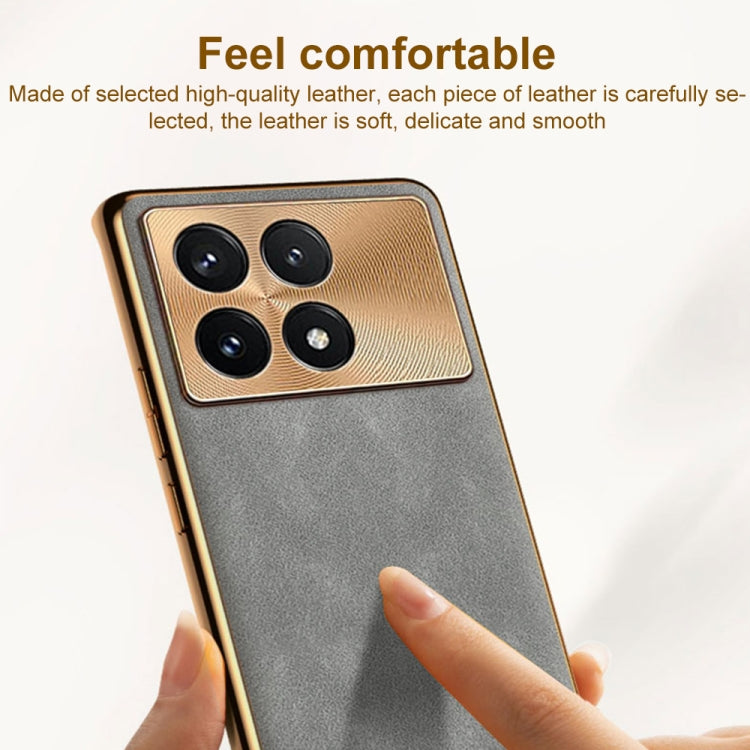 For Xiaomi Redmi K70 Electroplating Lambskin Leather Phone Case(Grey)