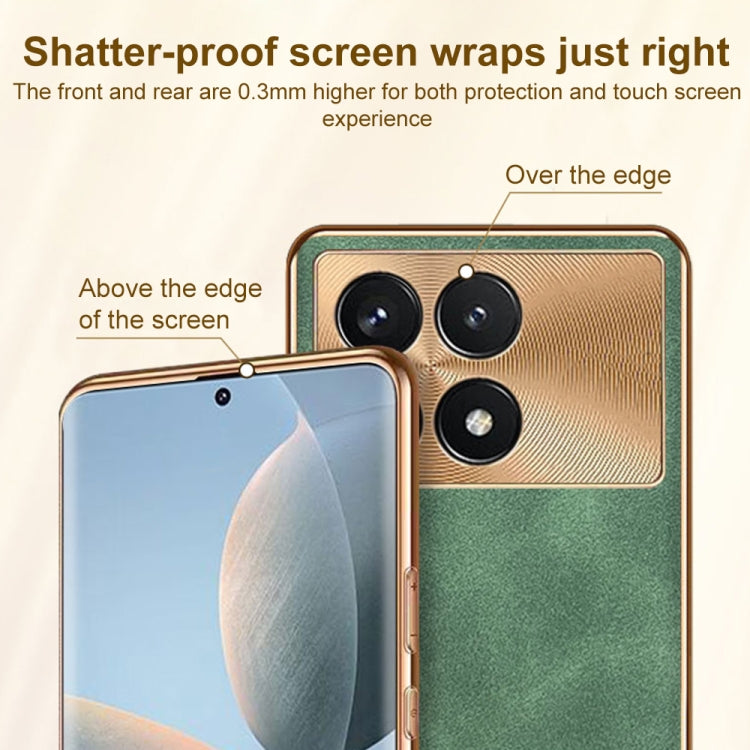 For Xiaomi Redmi K70 Electroplating Lambskin Leather Phone Case(Grey)