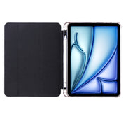 For iPad Air 11 2024 3-fold TPU Leather Smart Tablet Case with Pen Slot(Black)