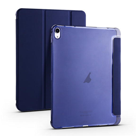 For iPad Air 11 2024 3-fold TPU Leather Smart Tablet Case with Pen Slot(Dark Blue)