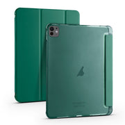 For iPad Pro 13 2024 3-fold TPU Leather Smart Tablet Case with Pen Slot(Pine Green)