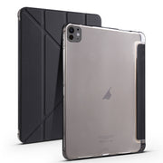 For iPad Pro 13 2024 Multi-folding TPU Leather Smart Tablet Case with Pen Slot(Black)